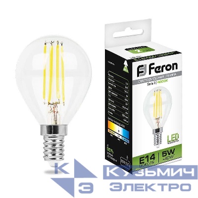 Лампа светодиодная LB-61 5Вт 4000К E14 230В FERON 25579