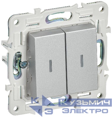 Выключатель 2-кл. SKANDY 10А SK-V09S с индикацией серебр. IEK SK-V20-1-10-K23