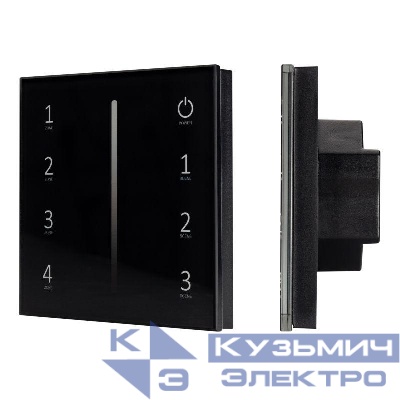 Панель Sens SMART-P17-DIM Black (230В 4 зоны 2.4G) (IP20 пластик) Arlight 028129