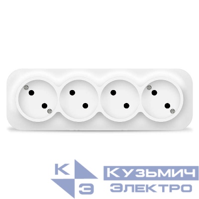 Розетка 4-м ОП 10А IP20 без заземл. бел. IONICH 1446