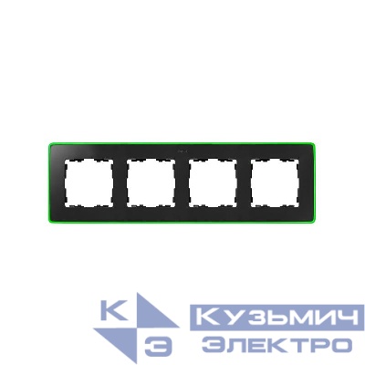 Рамка 4-м Simon82 Detail графит; основание неоново-зел. Simon 8201640-260