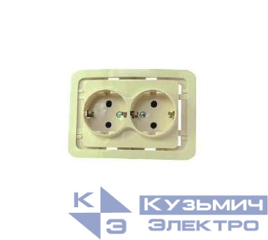 Розетка 2-м СП Mimoza 10А с заземл. без вставки крем. Makel 32082