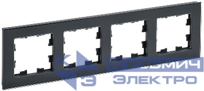 Рамка 4-м BRITE РУ-4-2-БрЧ стекло черн. IEK BR-M42-G-K02
