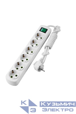 Удлинитель 6х2м с заземл. Letitia с выкл. LEZARD 721-0602-602