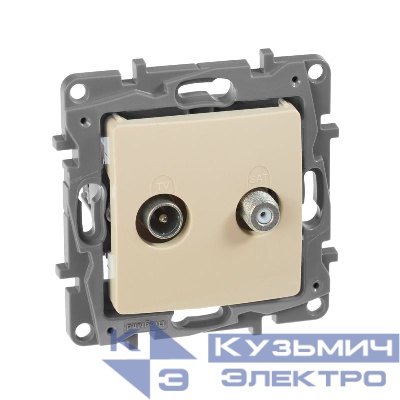 Розетка телевизионная TV/SAT СП Etika двухкабельная механизм сл. кость IEK 672357