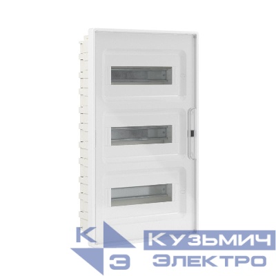 Щиток встраиваемый FRAME 36мод. с прозр. дверцей с 4 шинами PEN (2шт на 8 отверст. и 2шт на 10 отверст.) бел. DKC F36B1WT