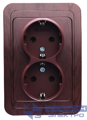 Розетка 2-м СП Mimoza 16А IP20 с заземл. орех Makel 24082