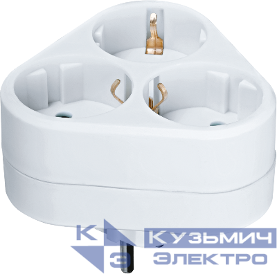 Разветвитель 3-м с заземл. 10А IP20 94 693 NAD-S-3E-WH треугольн. Navigator 94693