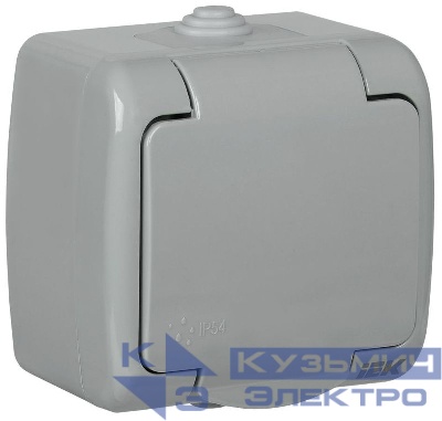 Розетка 1-м ОП AQUATIC РСш12-2-А 16А IP54 с заземл. с крышкой GENERICA ERA12-K03-16-54