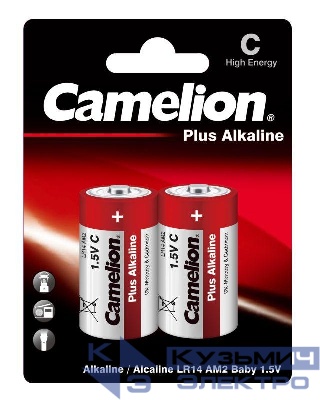 Элемент питания алкалиновый C/LR14 1.5В Plus Alkaline LR14-BP2 BL-2 (блист.2шт) Camelion 1653