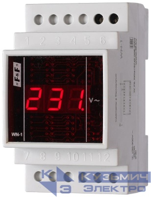 Указатель напряжения WN-1 (1ф 100-300В цифр. индик. 35мм 230В IP20 монтаж на DIN-рейке) F&F EA04.007.006