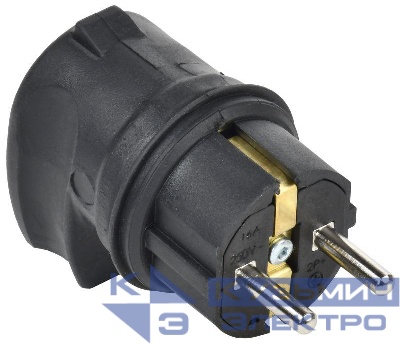 Вилка с боковым вводом 16А IP44 каучук черн. GENERICA EVK21-016-01-44-K02-G
