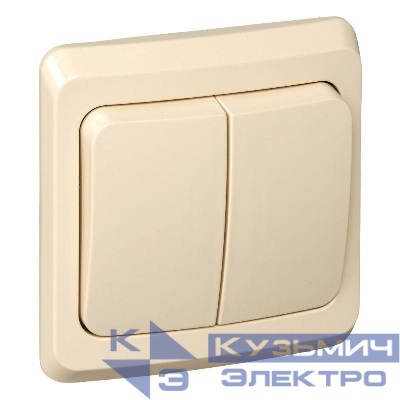 Выключатель 2-кл. СП Этюд 10А IP20 с подсветкой крем. SE BC10-006K