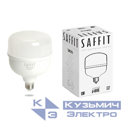 Лампа светодиодная SBHP1050 50Вт T120 6400К E27-E40 230В SAFFIT 55095