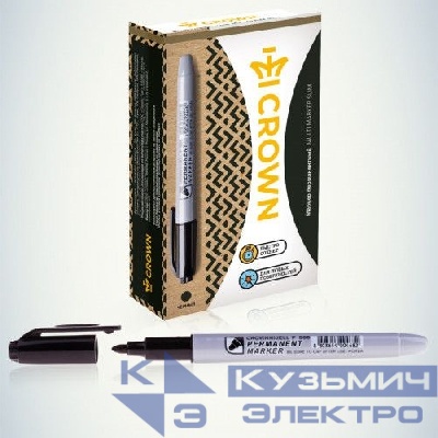 Маркер перманентный "Multi Marker Slim" 2мм пулевидный черн. 207899 Crown Б0048243