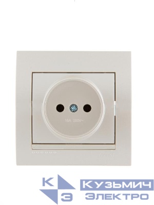 Розетка 1-м СП Deriy 16А IP20 без заземл. керамика жемчуж./бел. метал. LEZARD 702-3030-121