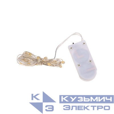 Гирлянда светодиодная "Роса" с крупными каплями 2м 20LED тепл. бел. 0.1Вт IP20 элементы питания 2хCR2032 (в компл.) Neon-Night 302-006