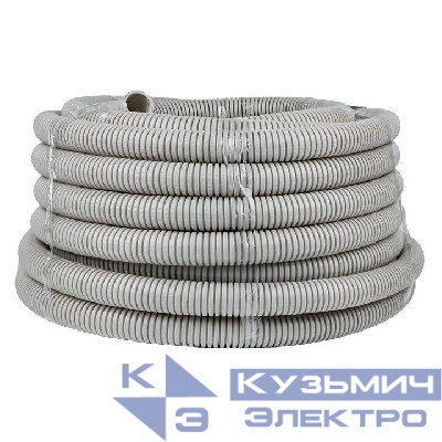Труба гофрированная ПВХ d32мм с протяжкой сер. (уп.25м) Plast PROxima EKF tg-z-32-25