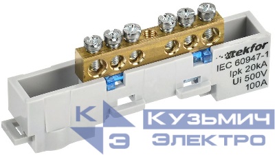 Шина нулевая N неизол. на универс. держ. 6х9-6-С TEKFOR IEK TF-NN10-06-DL-K07