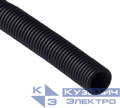 Труба гофрированная ПНД тяжелая d32мм с протяжкой черн. (уп.25м) Ruvinil 23211