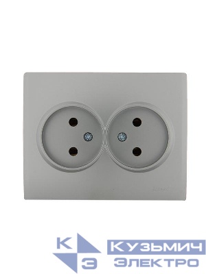 Розетка 2-м СП Karina 16А IP20 без заземл. керамика матов. серебр. LEZARD 707-4300-128