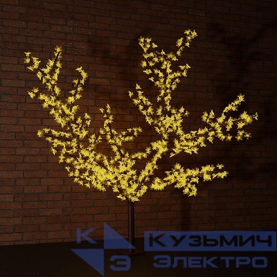 Дерево светодиодное "Сакура" 1.5м d кроны 1.8м 864LED желт. 60Вт 24В IP65 понижающ. трансф. в компл. Neon-Night 531-101