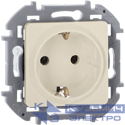 Розетка 1-м СП Inspiria 16А IP20 250В 2P+E защ. шторки немецк. стандарт механизм сл. кость IEK 673731