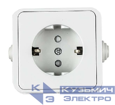 Розетка 1-м AQUA 3113 защ. шторки с заземл. п/герм. бел. ASD / IN HOME 4690612003450