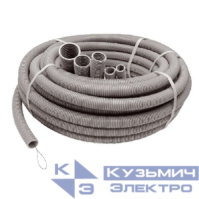 Труба гофрированная ПВХ тяжелая d16мм с протяжкой сер. (уп.100м) Ruvinil 11611