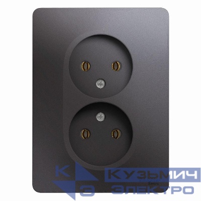 Розетка 2-м СП Glossa 16А IP20 250В без заземл. в сборе графит SE GSL001320