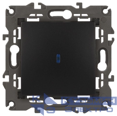 Выключатель 1-кл. СП Elegance 14-1102-05 10А IP20 250В 10AX с подсветкой механизм антрацит Эра Б0034219