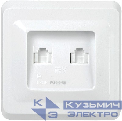 Розетка компьютерная 2-м Вега RJ45 кат.5E РК10-2-ВБ бел. GENERICA EKV25-K01-DM