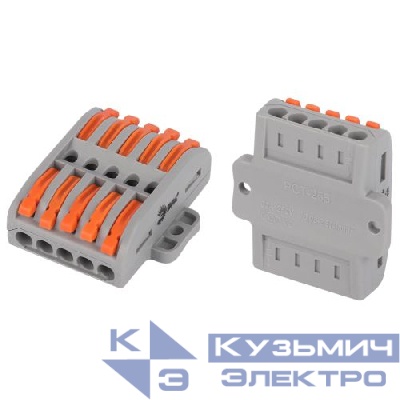 Клемма проходная с монтажн. площадкой 222-2415Р 5п 0.08-2.5/4кв.мм с рычагами NO-225-456 (уп.1шт) Эра Б0067945