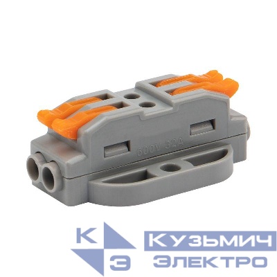 Клемма строительно-монтажная СМК проходная 222-422P 2п 0.08-4кв.мм с монтажной площадкой сер. (блист.5шт) Rexant 07-6262-5