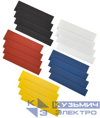 Набор трубок термоусадочных тонкостен. ТТУ 8/4; 10/5; 12/6; 14/7 (Ж; С; К; Ч; Б) 20х8см разноцвет. IEK UDRS-D8-D14-10-2