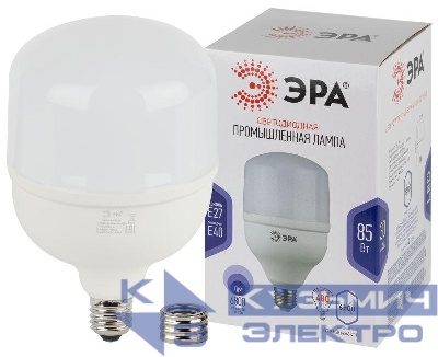 Лампа светодиодная высокомощная STD LED POWER T140-85W-6500-E27/E40 85Вт T140 колокол 6500К холод. бел. E27/E40 (переходник в компл.) 6800лм Эра Б0032088