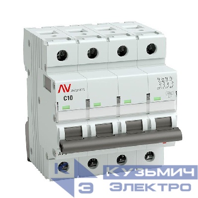 Выключатель автоматический модульный 4п C 10А 6кА AV-6 AVERES EKF mcb6-4-10C-av