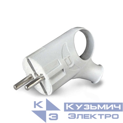 Вилка электрическая угловая 16А 250В с заземл. с ушком бел. (еврослот) UNIVersal А112