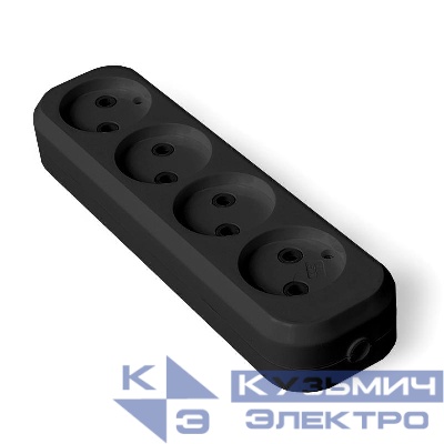 Колодка удлинителя 4-м без заземл. АБС-пластик черн. UNIVersal 1326