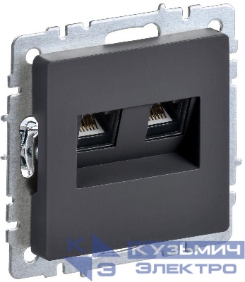 Розетка компьютерная двойн. СП RJ45 кат.6 BRITE РК11-2-БрГ механизм графит IEK BR-K20-2-K53