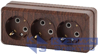Розетка 3-м ОП Quadro 2-206-10 16А IP20 250В 3х2P+E венге Intro Б0053824