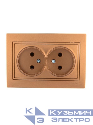 Розетка 2-м СП Mira 16А IP20 без заземл. со вставкой керамика зол. метал. LEZARD 701-1313-128