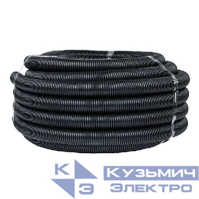 Труба гофрированная d40мм с протяжкой безгалоген. трудногорючая (FRHF) черн. (уп.25м) Plast EKF FRHF-40