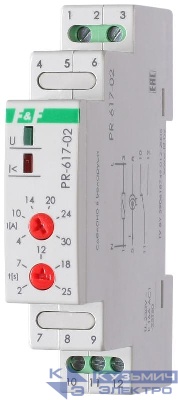 Реле тока PR-617-02 (диапазон 4-30А; с задержкой отключения; сквозной канал; монтаж на DIN-рейке 35мм 230В 16А 1Z IP20) F&F EA05.001.003