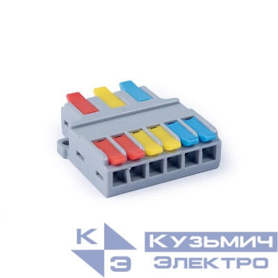 Клемма соединительная универсальная проходная 3-6 пол. с рычагом 0.08-6.0 MX-636 Cabeus 11469c