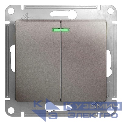 Выключатель 2-кл. СП Glossa 10А IP20 (сх. 5а) 10AX с подсветкой механизм платина SE GSL001253