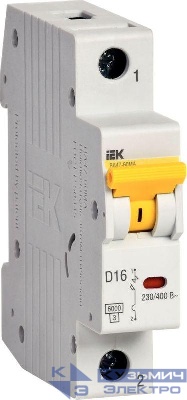 Выключатель автоматический модульный 1п D 16А 6кА ВА47-60МА без тепл. расцеп. KARAT IEK MVA33-1-016-D