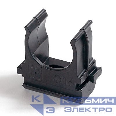 Держатель для труб (клипса) d16мм полистирол черн. (уп.100шт) Промрукав PR.02716ч