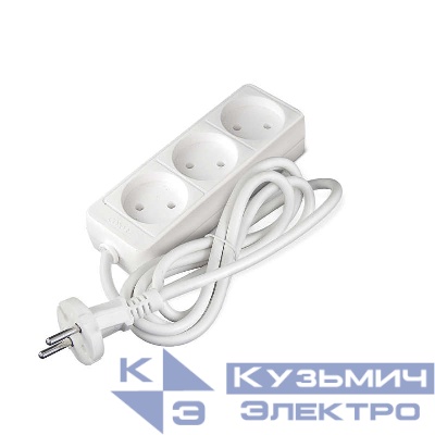 Удлинитель 3х1.5м без заземл. 10А IP20 2.2кВт ПВС Союз 481S-1301