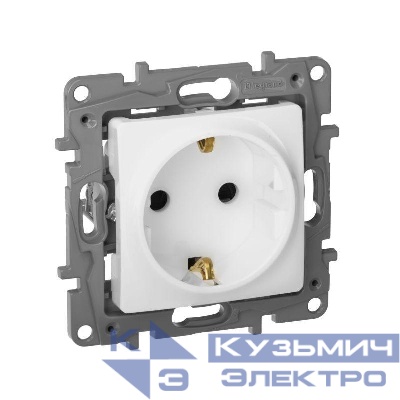 Розетка 1-м СП Etika 16А IP31 250В 2P+E с заземл. защ. шторки немецк. стандарт винтов. клеммы механизм бел. IEK 672222